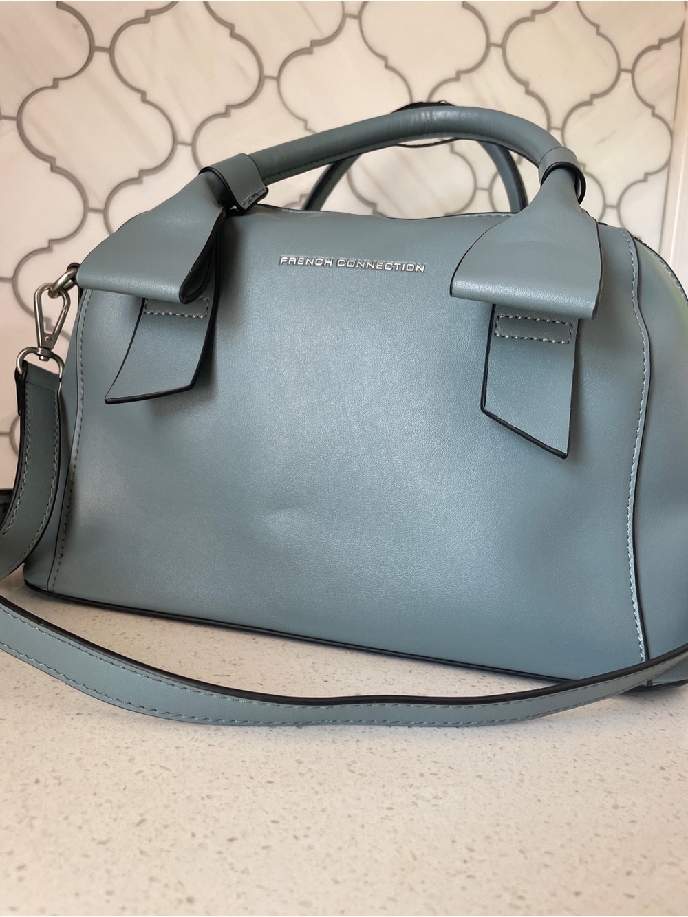 GUC French Connection Dusty Blue Terra Dome Mini Satchel FCUK - Picture 3 of 16